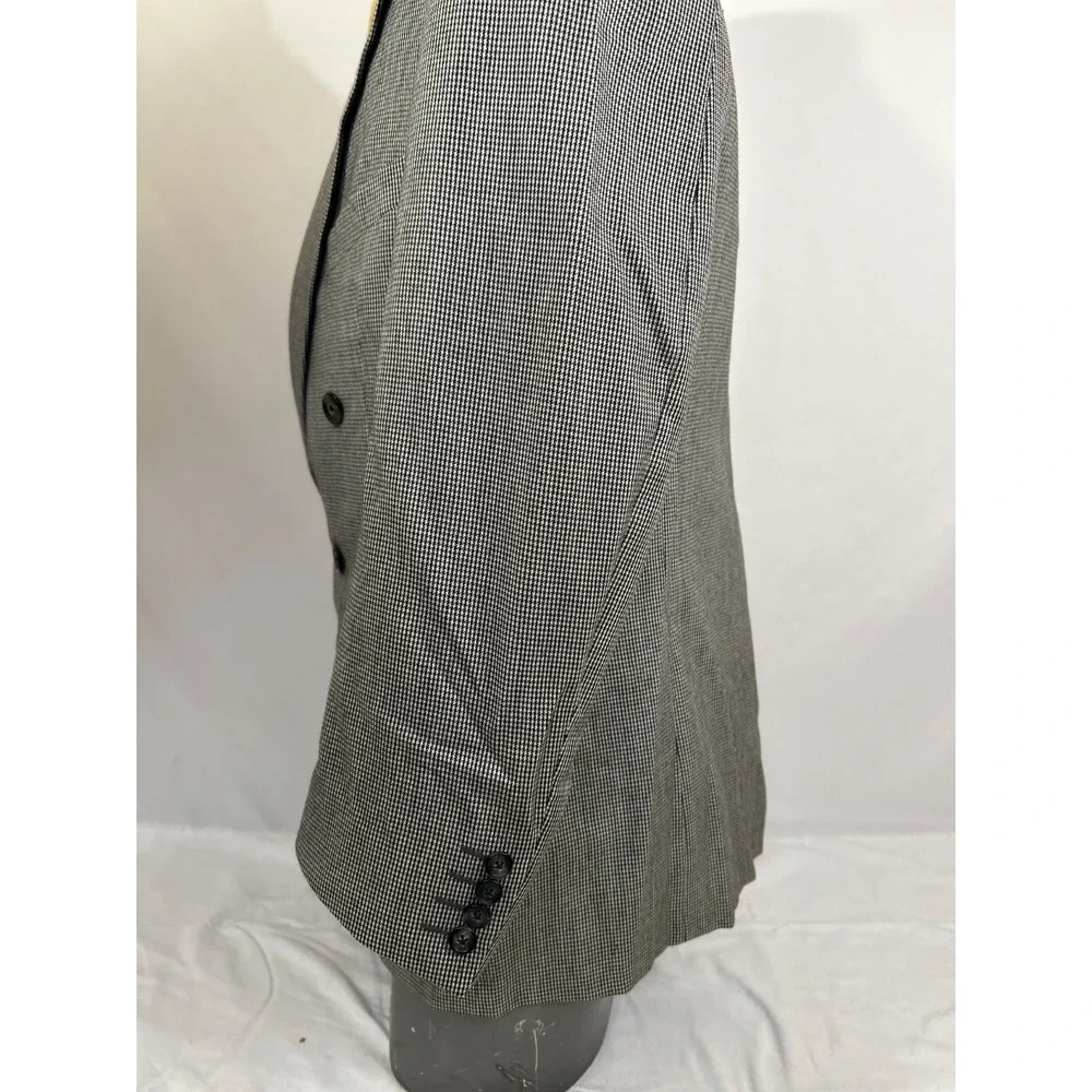 BURBERRYS Black White Houndstooth 6 Button DB Double Closure Wool Sport Coat 42R